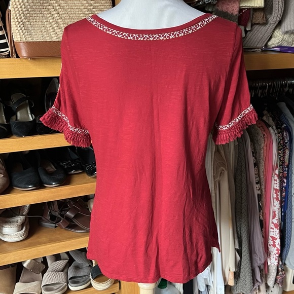⭐️BOGO FREE⭐️ LOFT Red Ruffled Short Sleeve T-Shirt - Picture 5 of 8
